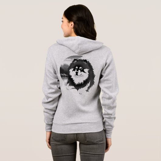 SUOMI - Fins Lapphund zippered - voor-/achterkunst Hoodie (Achterkant volledig)