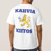Suomileijona ja muumimuki, kahvia kiitos t-paita t-shirt (Achterkant)