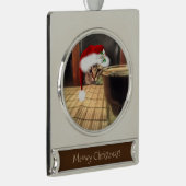 Sup Beer? Funny Humor Kitty Cat Fotografie Verzilverd Banner Ornament (Rechts)