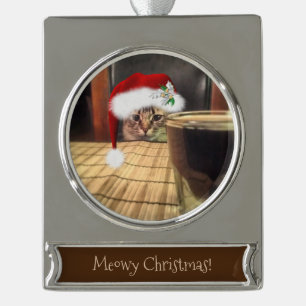 Sup Beer? Funny Humor Kitty Cat Fotografie Verzilverd Banner Ornament