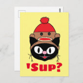 Sup? Cat Sock Monkey Pet briefkaart (Voorkant / Achterkant)
