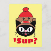 Sup? Cat Sock Monkey Pet briefkaart (Voorkant)