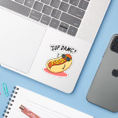 Sup Dawg Funny Hot Dog Pun Sticker (Laptop met iPhone)