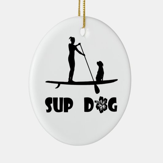 SUP Dog Sitting Keramisch Ornament (Rechts)