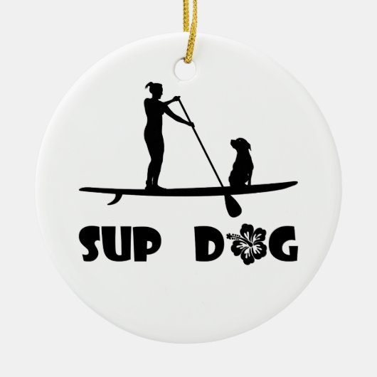 SUP Dog Sitting Keramisch Ornament (Voorkant)