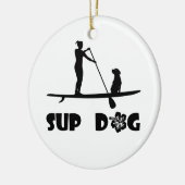 SUP Dog Sitting Keramisch Ornament (Links)