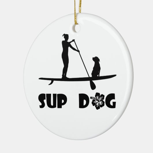SUP Dog Sitting Keramisch Ornament (Links)