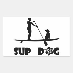 SUP Dog Sitting Rechthoekige Sticker