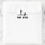 SUP Dog Sitting Vierkante Sticker (Tas)