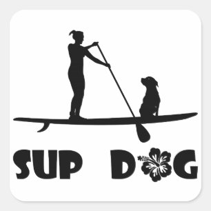 SUP Dog Sitting Vierkante Sticker