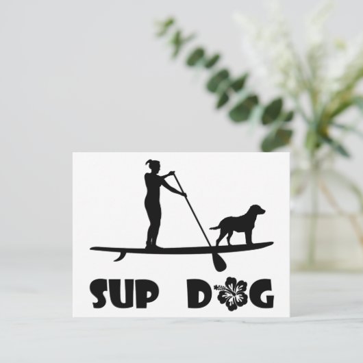 SUP Dog Standing Briefkaart (Staand voorkant)