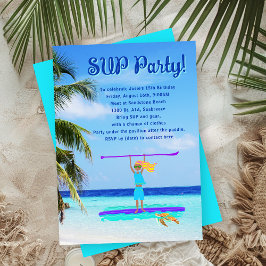 SUP-feestmeisjes Verjaardag Tropisch Peddelen Kaart