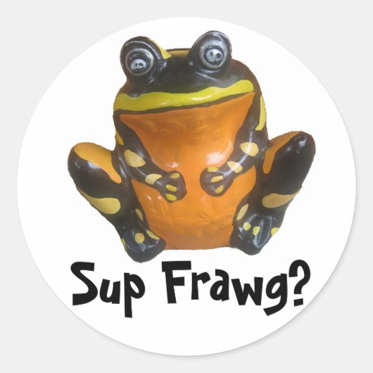 Sup Frawg? Ronde Sticker (Voorkant)