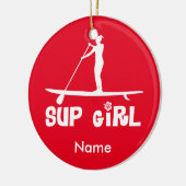 SUP Girl Keramisch Ornament (Links)