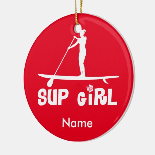 SUP Girl Keramisch Ornament (Links)