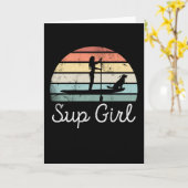Sup Girl Paddleboarding Dog Canine Gift Kaart (Gele Bloem)