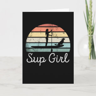 Sup Girl Paddleboarding Dog Canine Gift Kaart
