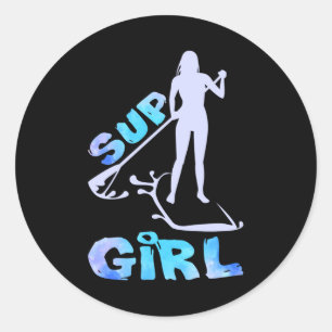SUP Girl SUP Paddle Board Ronde Sticker
