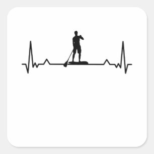 SUP Heartbeat Paddle Boarding Gift Vierkante Sticker