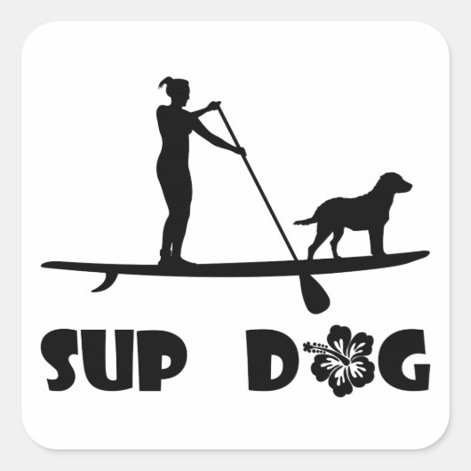SUP Hond Staande Vierkante Sticker (Voorkant)