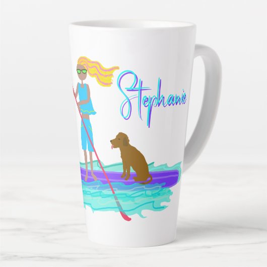 SUP Life Illustrated Girl n Dog Latte Mok (Rechterhoek)