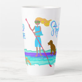 SUP Life Illustrated Meisje en Hond Latte Mok