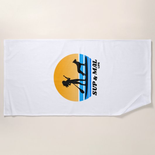 SUP & Mal Life Malinois Standup Paddleboarding Strandlaken (Voorkant)