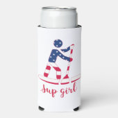 Sup Meisje - Amerikaanse vlag Stand Up Paddle Boar Seltzer Blikjeskoeler (Seltzer Voorkant)