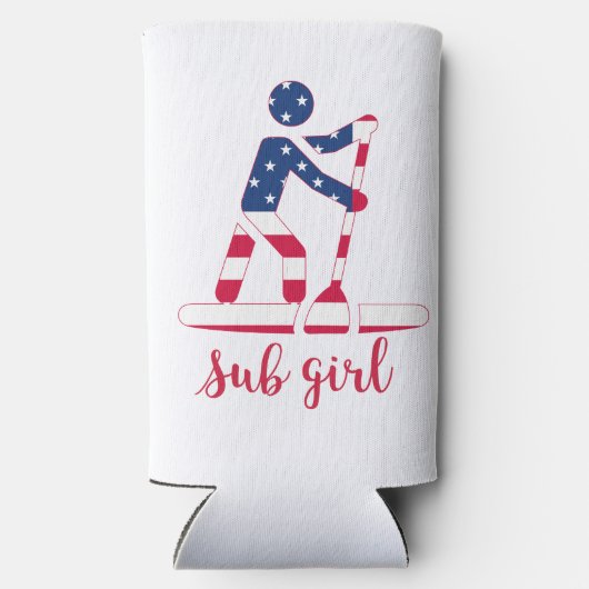 Sup Meisje - Amerikaanse vlag Stand Up Paddle Boar Seltzer Blikjeskoeler (Achterkant)