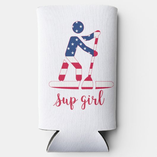 Sup Meisje - Amerikaanse vlag Stand Up Paddle Boar Seltzer Blikjeskoeler (Voorkant)