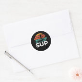 SUP  Retro Stand Up Paddling Surfboard Ronde Sticker (Envelop)
