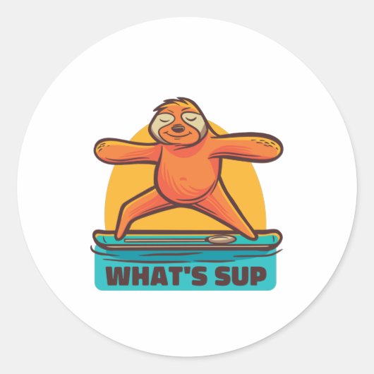 SUP SLOTH Stand-up peddel Ronde Sticker (Voorkant)