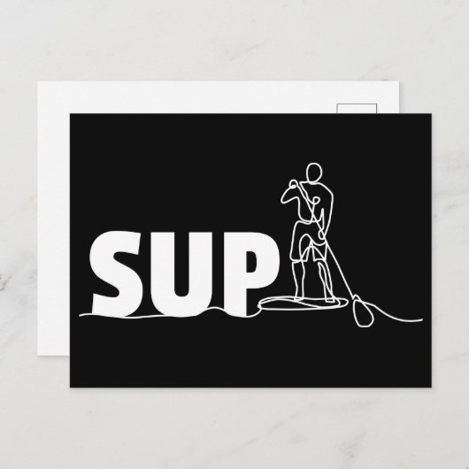 SUP Stand Up Paddel One Line Art Briefkaart (Voorkant / Achterkant)