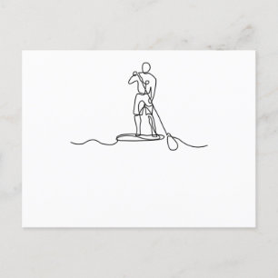 SUP Stand-up Paddel One Line Art Briefkaart