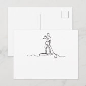 SUP Stand-up Paddel One Line Art Briefkaart (Voorkant / Achterkant)
