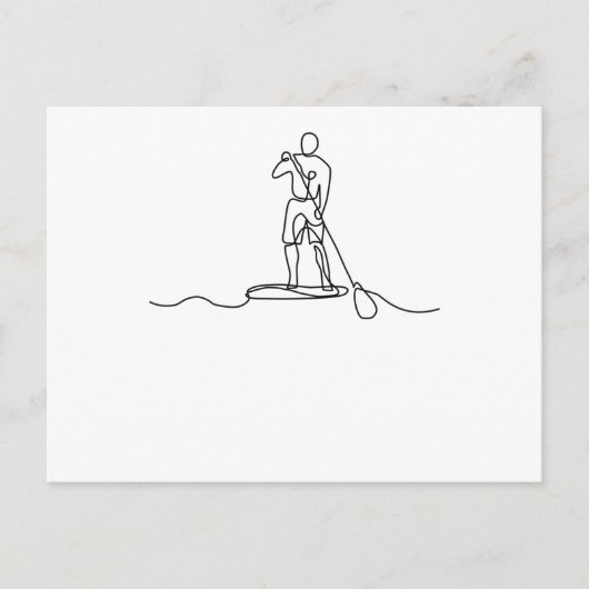 SUP Stand-up Paddel One Line Art Briefkaart (Voorkant)