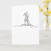 SUP Stand-up Paddel One Line Art Kaart (Gele Bloem)