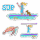 SUP Stand-up Paddleboard Tropische Zeeschildpad Sticker (Voorkant)