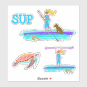 SUP Stand-up Paddleboard Tropische Zeeschildpad Sticker (Vel)