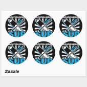SUP Stand Up Paddleboarding Vakantie Ronde Sticker (Vel)