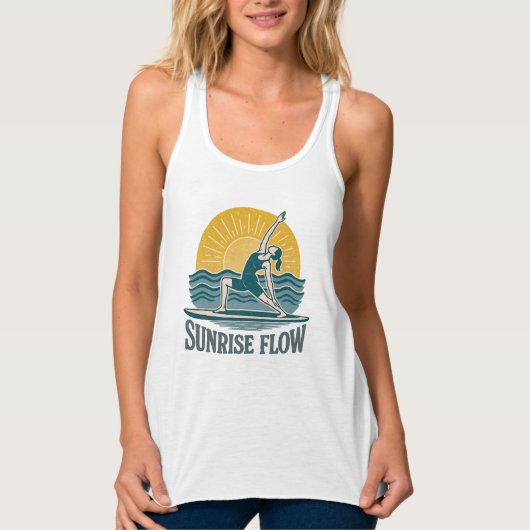 SUP Sunrise Flow Paddleboard Yoga | Graphic Print Tanktop (Voorkant)