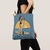 SUP Sunset Paddle | Blue Paddleboard Graphic Beach Tote Bag (Dichtbij)