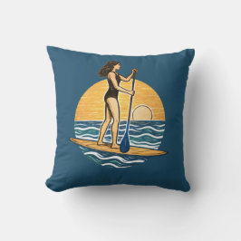 SUP Sunset Paddleboard | Blauw Coastale Levensgraf Kussen