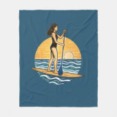 SUP Sunset Paddleboard | Blue Coastal Life Graphic Fleece Deken (Voorkant)