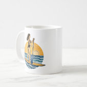 SUP Sunset Paddleboard | Blue Coastal Life Graphic Koffiemok (Voorkant links)