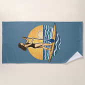 SUP Sunset Paddleboard | Blue Coastal Life Graphic Strandlaken (Voorkant)