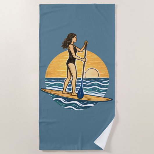 SUP Sunset Paddleboard | Blue Coastal Life Graphic Strandlaken (Voorkant)