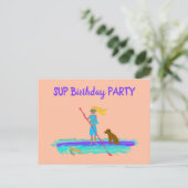 SUP Tiener Meisje Verjaardagsfeest Uitnodigingskaa Briefkaart (Staand voorkant)