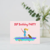 SUP Tiener Meisje Verjaardagsfeest Uitnodigingskaa Briefkaart (Staand voorkant)