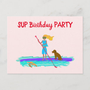 SUP Tiener Meisje Verjaardagsfeest Uitnodigingskaa Briefkaart